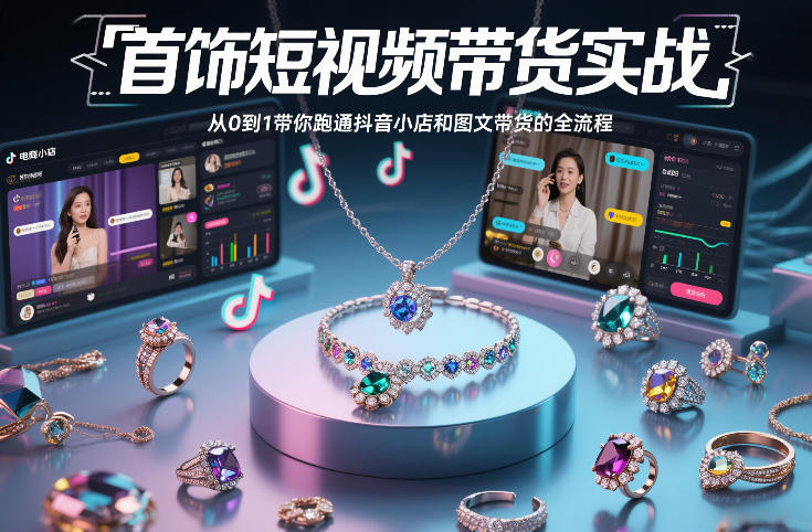 首饰短视频带货实战，从0到1带你跑通抖音小店和图文带货的全流程-洛柒笔记