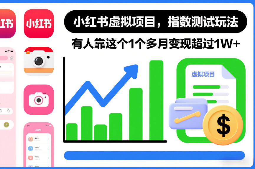 小红书虚拟项目，指数测试玩法，有人靠这个1个多月变现超过1W+-洛柒笔记