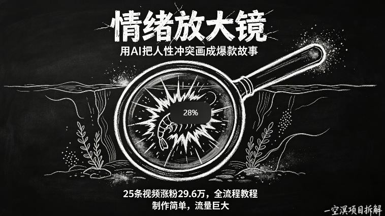 AI制作“情绪放大镜“视频，25条视频涨粉29.6W粉，流量巨大，制作简单，全流程教程-洛柒笔记
