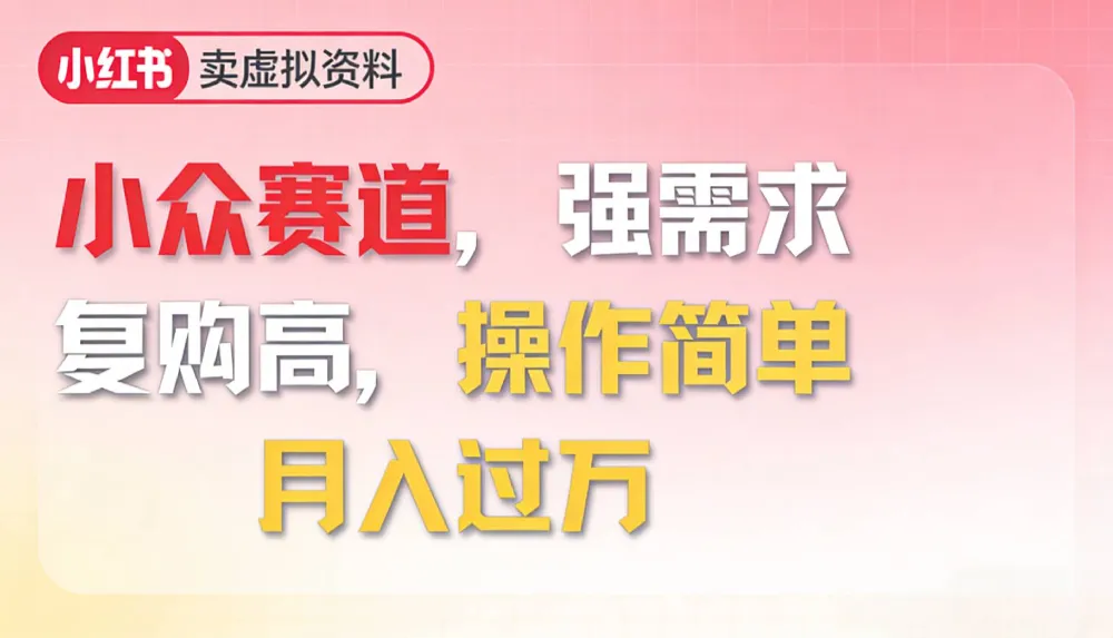 2026年就做小众赛道，强需求，复购高，月入过万，操作简单-洛柒笔记