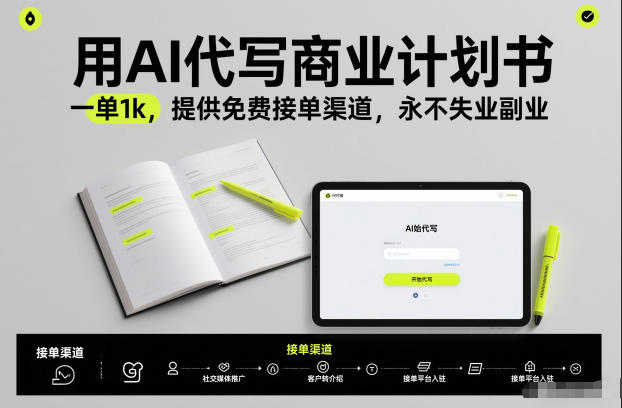 用AI代写商业计划书，一单1k，提供免费接单渠道，永不失业副业-洛柒笔记