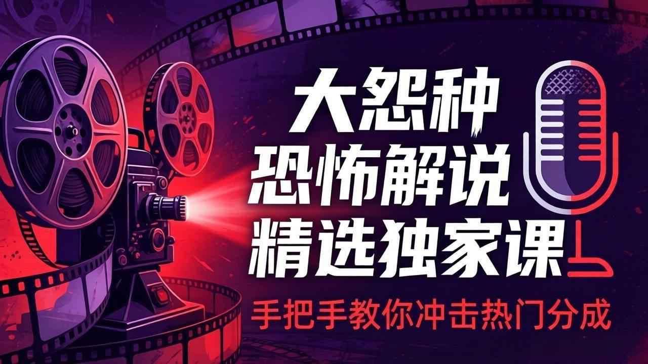 （17920期）大怨种恐怖解说精选独家课：电影下载+文案配音+片头封面，手把手教你冲击热门分成-洛柒笔记