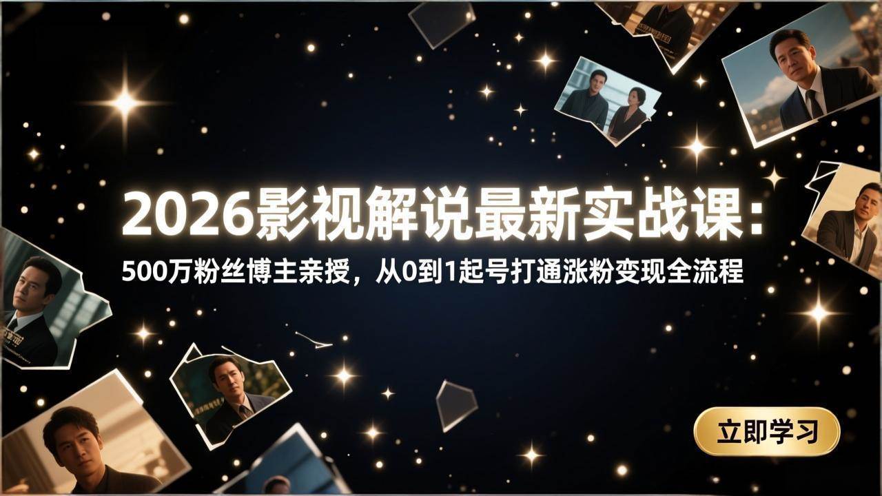 （17530期）2026影视解说最新实战课：500万粉丝博主亲授，从0到1起号打通涨粉变现全流程-洛柒笔记