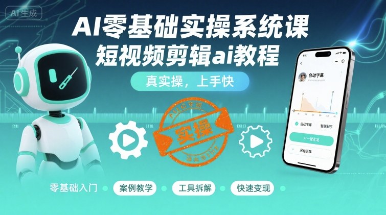 AI零基础实操系统课，短视频剪辑ai教程，真实操，上手快-洛柒笔记