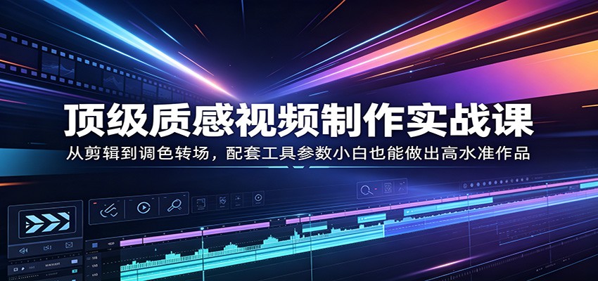 顶级质感视频制作实战课：从剪辑到调色转场，配套工具参数小白也能做出高水准作品-洛柒笔记