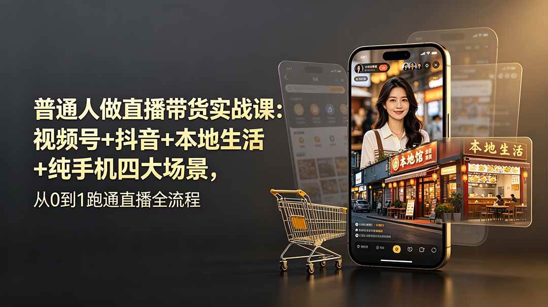 （19111期）普通人做直播带货实战课：视频号+抖音+本地生活+纯手机四大场景，从0到1跑通直播全流程-洛柒笔记