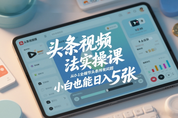 头条视频玩法实操课，从0-1全细节头条所有问题，小白也能日入5张-洛柒笔记