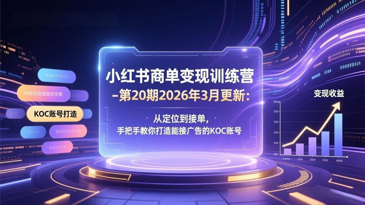 （17590期）小红书商单变现训练营-第20期26年3月更新：从定位到接单，手把手教你打造能接广告的KOC账号-洛柒笔记