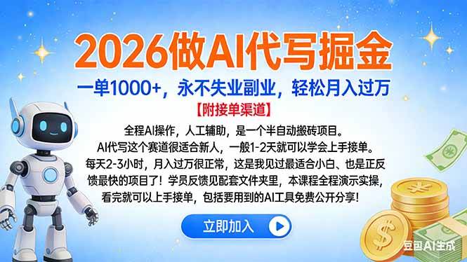 （16924期）2026做AI代写掘金，一单1000+，永不失业副业，轻松月入过万-洛柒笔记