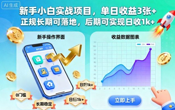 新手小白实战项目，单日收益3张+，正规长期可落地，后期可实现日收1k+-洛柒笔记