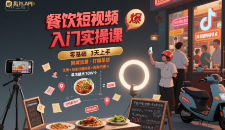 餐饮短视频入门实操课，引爆同城流量，打爆单店-洛柒笔记
