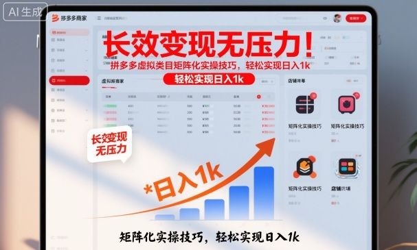 长效变现无压力！拼多多虚拟类目矩阵化实操技巧，轻松实现日入1k-洛柒笔记