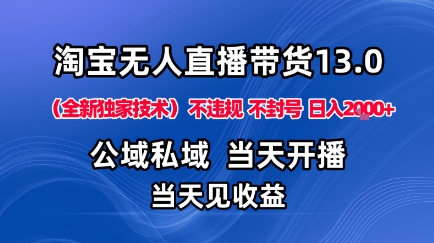 淘宝无人直播13.0，公域私域技术，不封号，不违规布局下半年旺季赛道，日入1K+（独家技术）【揭秘】-洛柒笔记