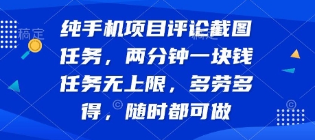 纯手机项目评论截图任务，两分钟一块钱 任务无上限多劳多得，随时随地都能做【揭秘】-洛柒笔记