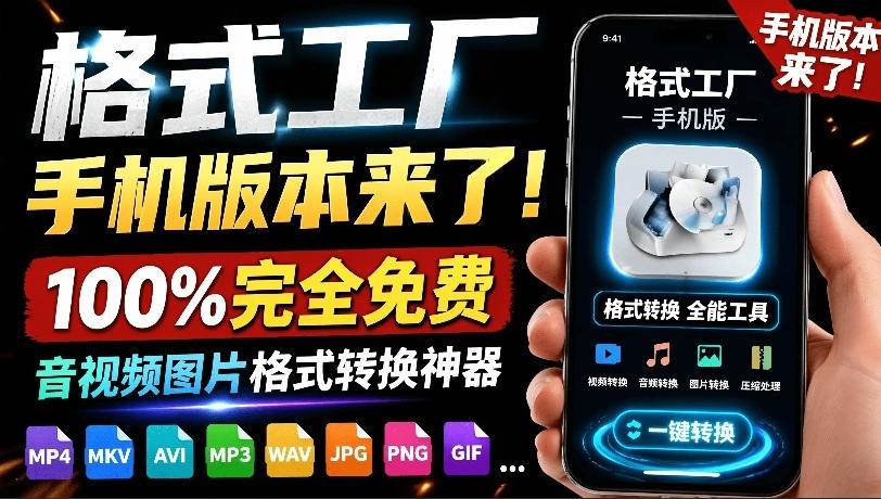 （19119期）格式工厂来手机版本了！100%完全免费，音视频图片格式转换神器，免费免登录即可使用格式工厂（安卓）-洛柒笔记