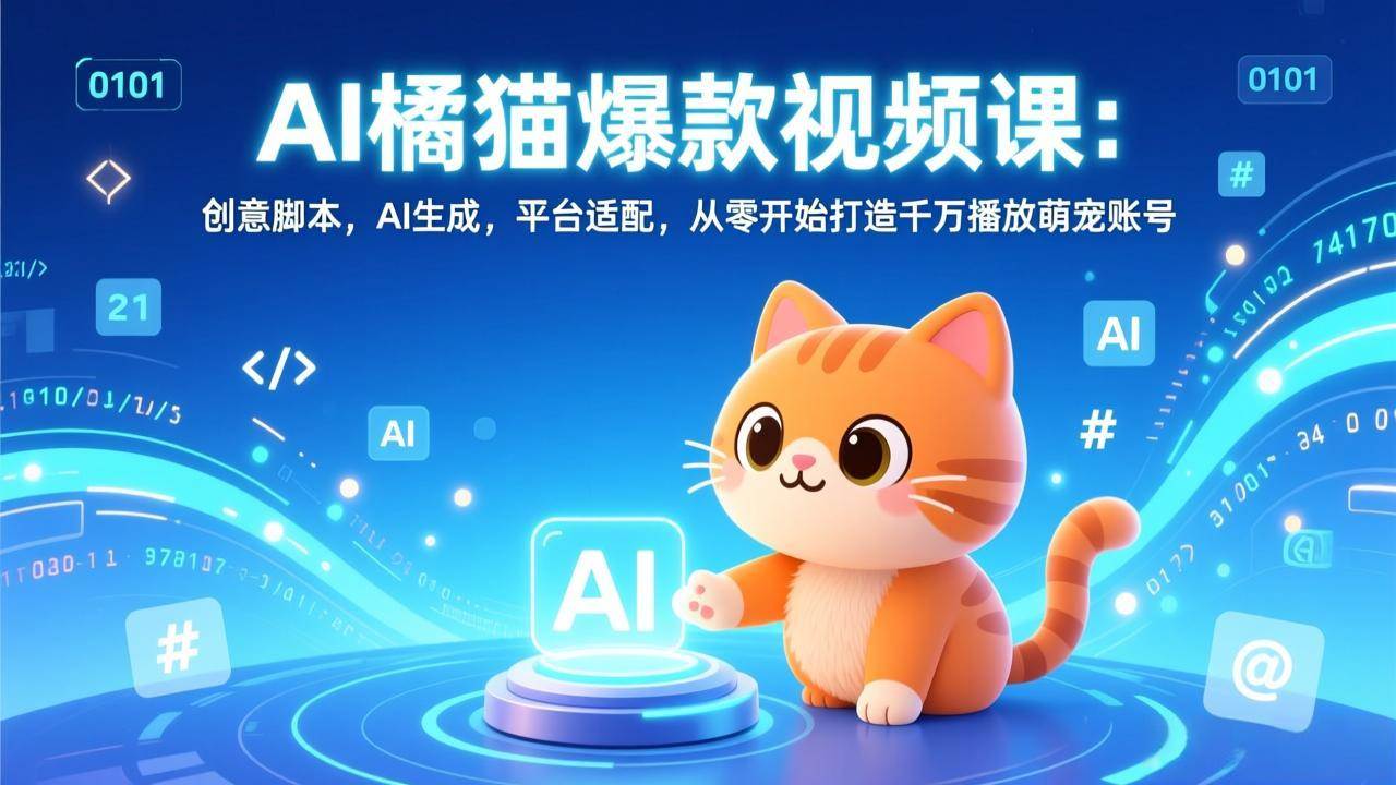 图片[1]-（17091期）AI橘猫爆款视频课：创意脚本，AI生成，平台适配，从零开始打造千万播放萌宠账号-洛柒笔记