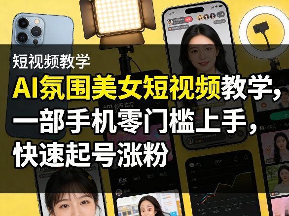 AI氛围美女短视频教学，一部手机零门槛上手，快速起号涨粉-洛柒笔记