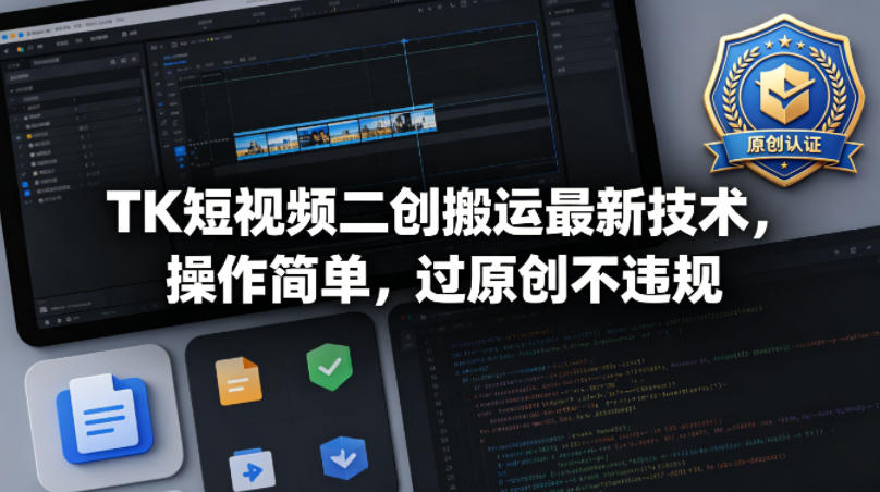 TK短视频二创搬运最新技术，操作简单，过原创不违规-洛柒笔记