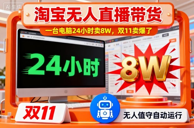 淘宝无人直播带货，一台电脑214小时卖8W，双11卖爆了【揭秘】-洛柒笔记