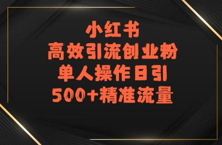 小红书高效引流创业粉，单人操作日引500+精准流量-洛柒笔记