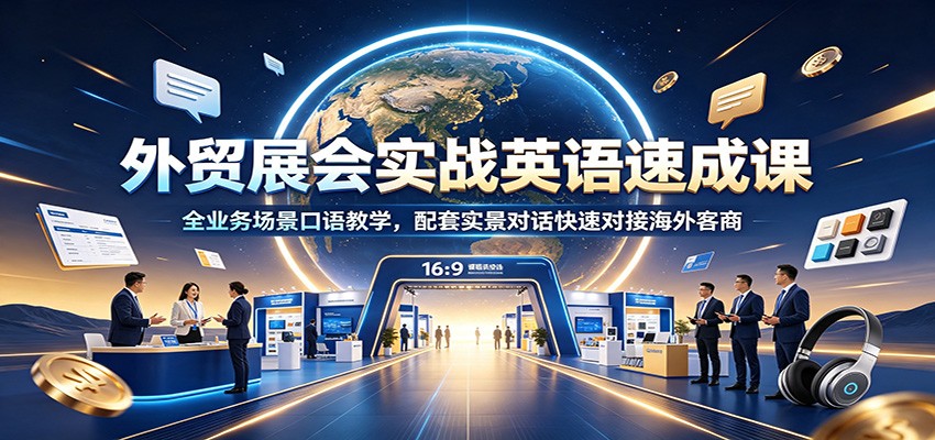 外贸展会实战英语速成课：全业务场景口语教学，配套实景对话快速对接海外客商-洛柒笔记