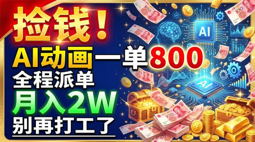 捡钱！AI动画一单800，全程派单，月入2W，别再打工了-洛柒笔记