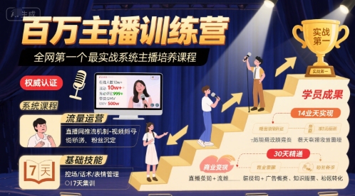 百万主播训练营，全网第一个最实战系统主播培养课程-洛柒笔记