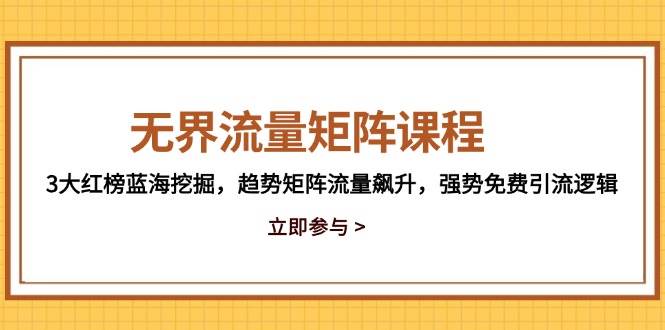（14763期）无界流量矩阵课程，3大红榜蓝海挖掘，趋势矩阵流量飙升，强势免费引流逻辑-洛柒笔记