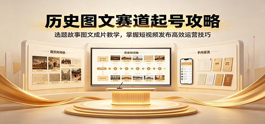 历史图文赛道起号攻略：选题故事图文成片教学，掌握短视频发布高效运营技巧-洛柒笔记