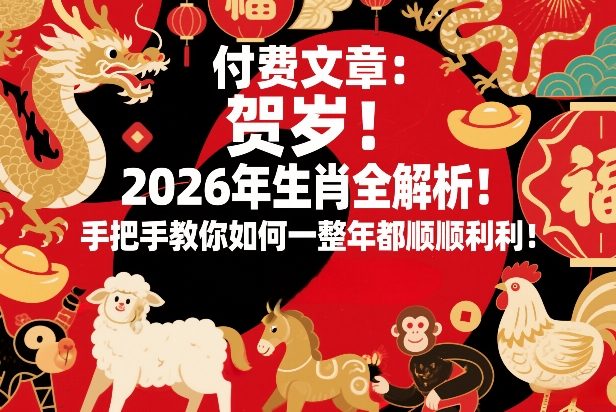 付费文章：贺岁！2026年生肖全解析！手把手教你如何一整年都顺顺利利！-洛柒笔记