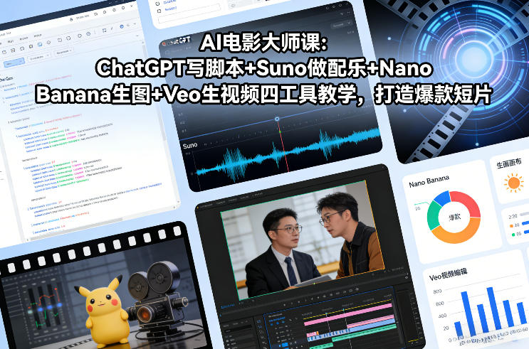AI电影大师课：ChatGPT写脚本+Suno做配乐+Nano Banana生图+Veo生视频，打造爆款短片-洛柒笔记