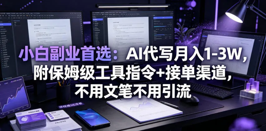 小白副业首选：AI代写月入1-3W，附保姆级工具指令+接单渠道，不用文笔不用引流-洛柒笔记