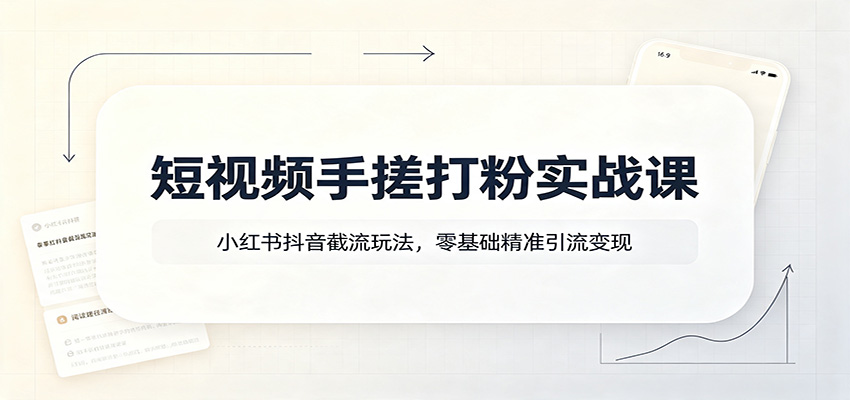 短视频手搓打粉实战课：小红书抖音截流玩法，零基础精准引流变现-洛柒笔记