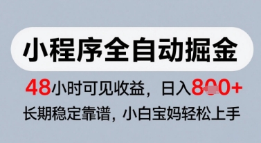 微信小程序全自动掘金，快速见收益，长期稳定靠谱，零基础友好，日入8张【揭秘】-洛柒笔记