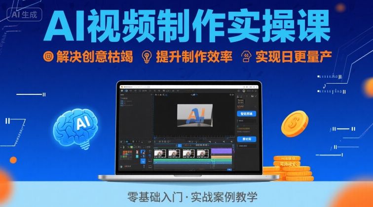 Ai视频制作实操课，解决创意枯竭、效率低下痛点，实现日更量产可持续变现-洛柒笔记