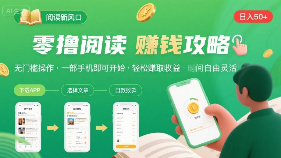 零撸阅读新风口，无门槛轻松挣，一部手机，日入 50-3张【揭秘】-洛柒笔记