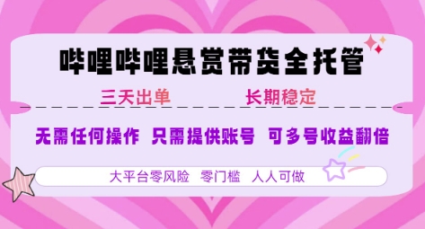 B站悬赏带货全托管，自测稳定，只需提供账号，无需基础，小白宝妈轻松上手，单日稳定3张【揭秘】-洛柒笔记