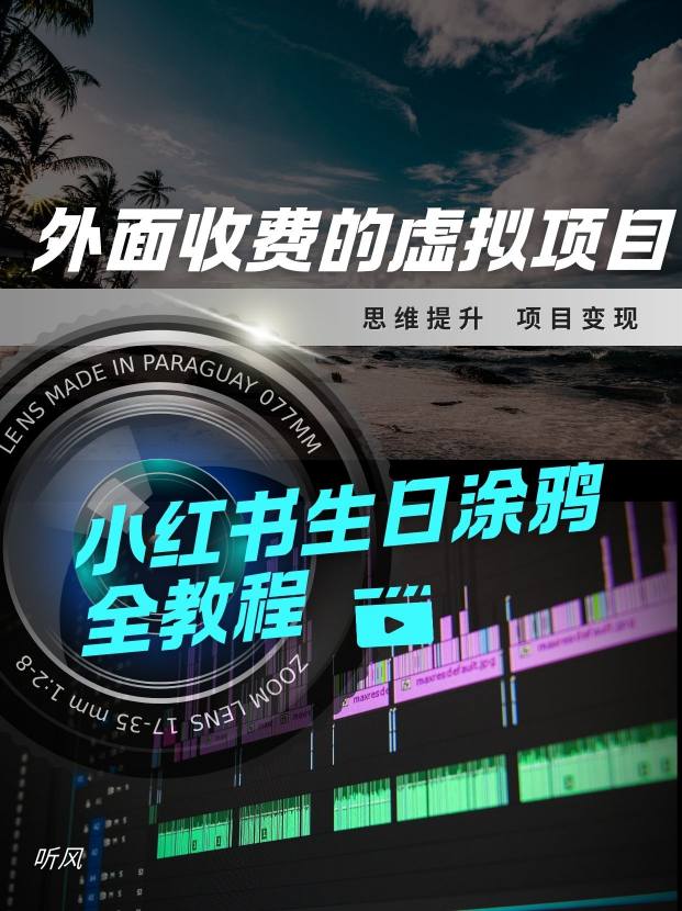 外面收费的小众虚拟项目，小红薯生日涂鸦，每日50-2张-洛柒笔记