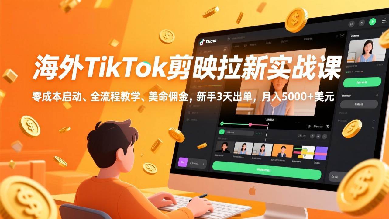 （17340期）海外TikTok剪映拉新实战课，零成本启动、全流程教学、美金佣金，新手3天出单，月入5000+美元-洛柒笔记