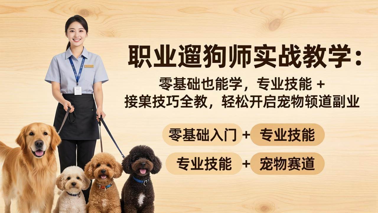 （18115期）职业遛狗师实战教学：零基础也能学，专业技能 + 接单技巧全教，轻松开启宠物赛道副业-洛柒笔记