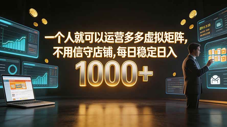 （19622期）一个人就可以运营多多虚拟矩阵，不用值守店铺，每日稳定日入 1000+-洛柒笔记