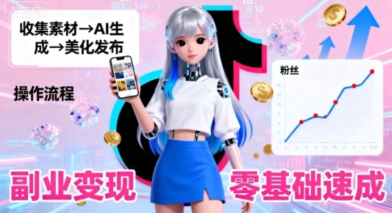 副业拆解：抖音新风口，靠AI美女图日引500粉，无需拍摄、不用真人-洛柒笔记
