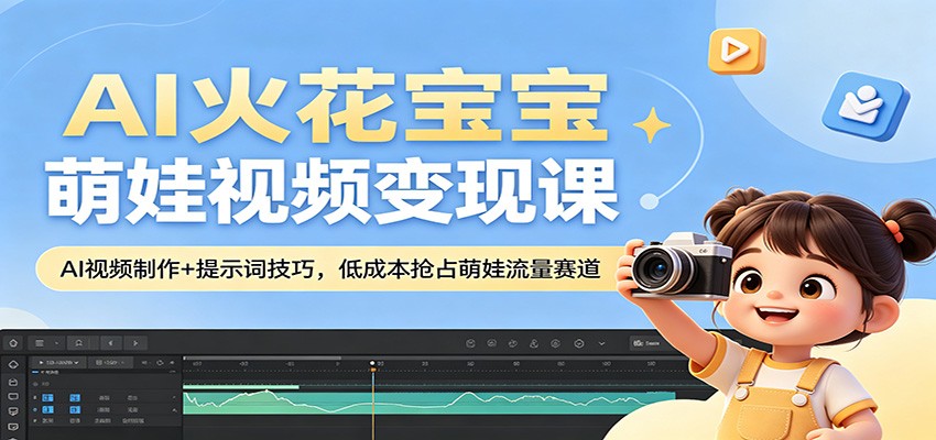 AI火花宝宝萌娃视频变现课：AI视频制作+提示词技巧，低成本抢占萌娃流量赛道-洛柒笔记