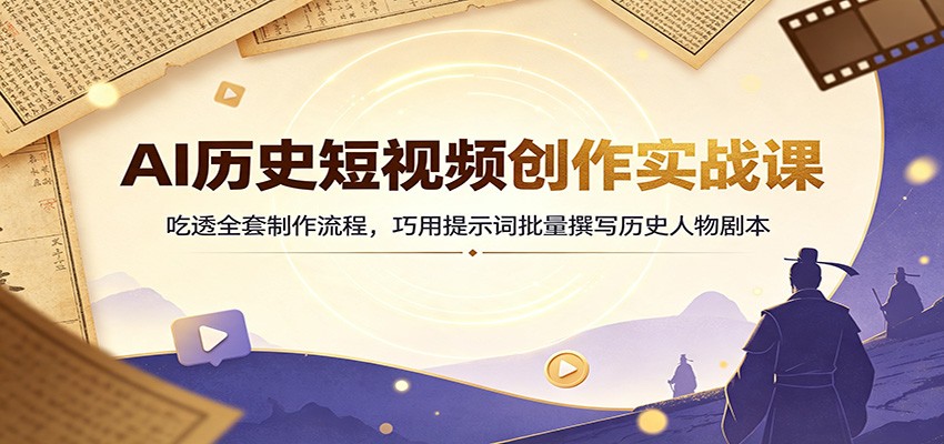 AI历史短视频创作实战课：吃透全套制作流程，巧用提示词批量撰写历史人物剧本-洛柒笔记