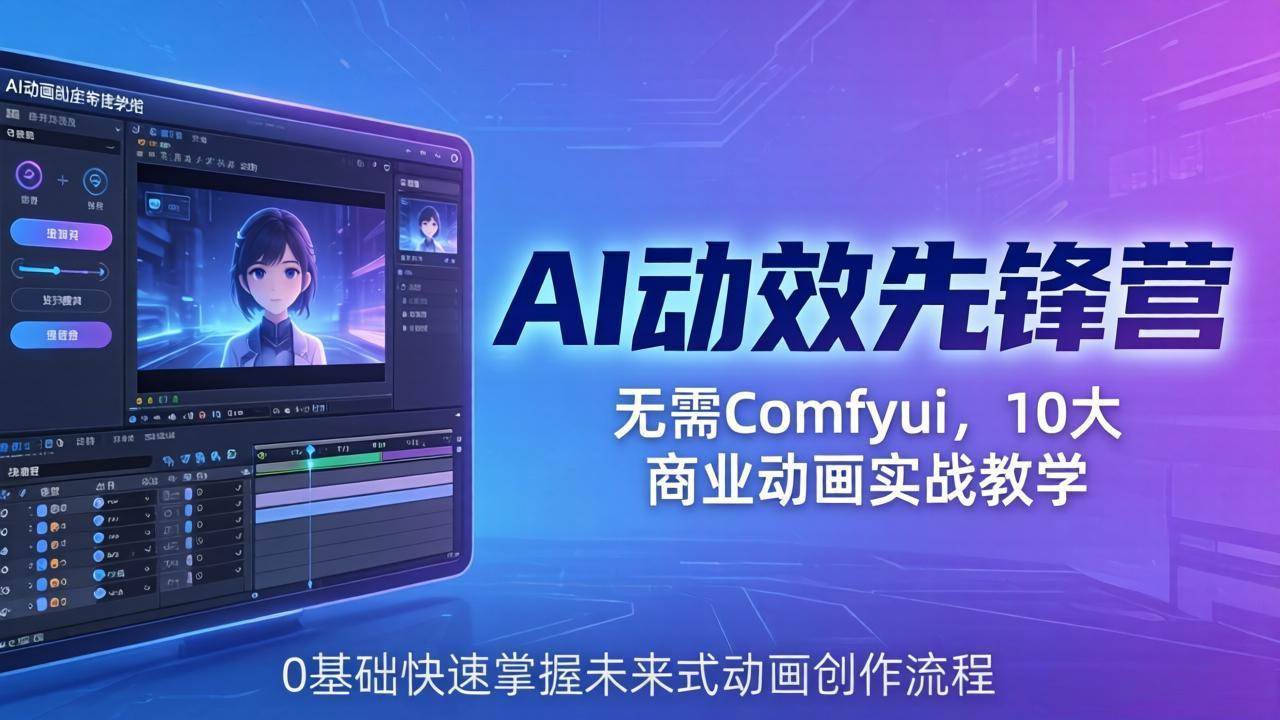 （18077期）AI 动效先锋营：无需Comfyui，10大商业动画实战教学，0基础快速掌握未来式动画创作流程-洛柒笔记