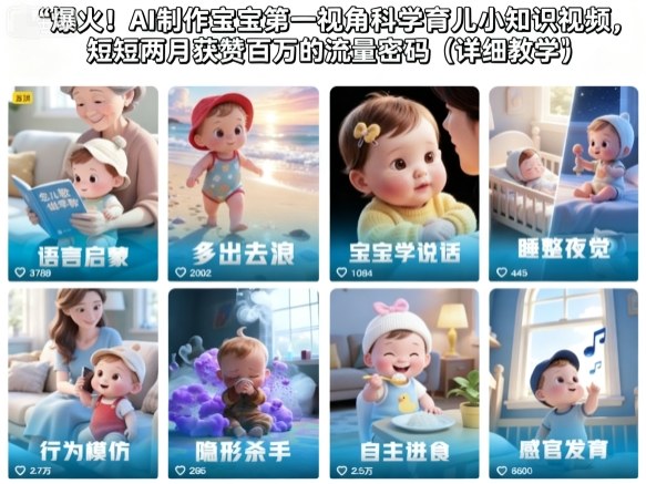 爆火！AI制作宝宝第一视角科学育儿小知识视频，短短两月获赞百万的流量密码（详细教学）-洛柒笔记
