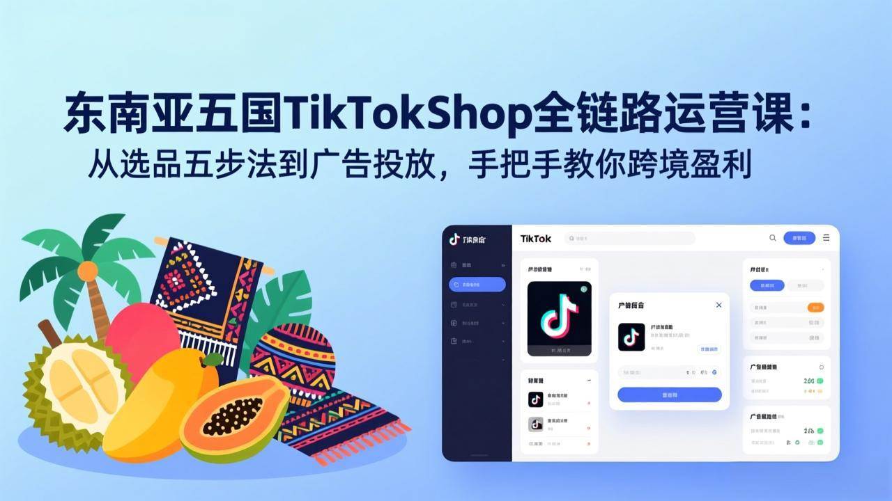 （17511期）东南亚五国TikTok Shop全链路运营课：从选品五步法到广告投放，手把手教你跨境盈利-洛柒笔记
