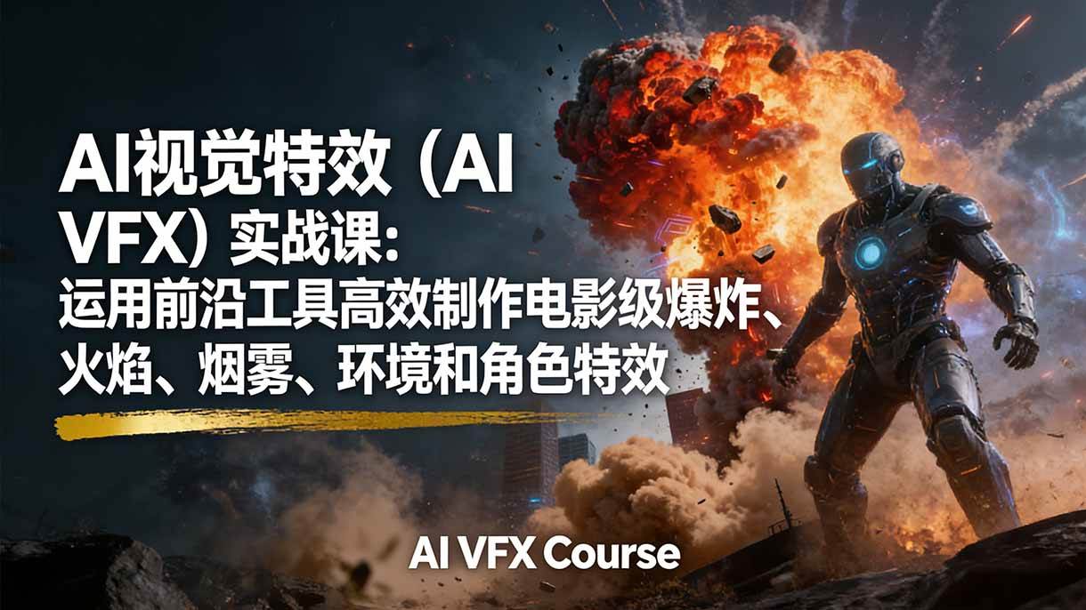 （17212期）AI视觉特效（AI VFX）实战课：运用前沿工具高效制作电影级爆炸、火焰、烟雾、环境和角色特效-洛柒笔记