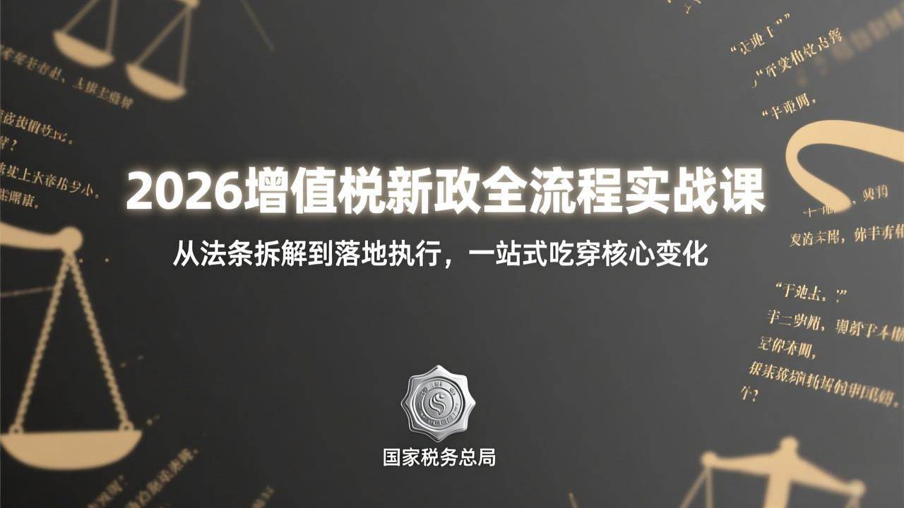 （17529期）2026增值税新政全流程实战课：从法条拆解到落地执行，一站式吃透核心变化-洛柒笔记