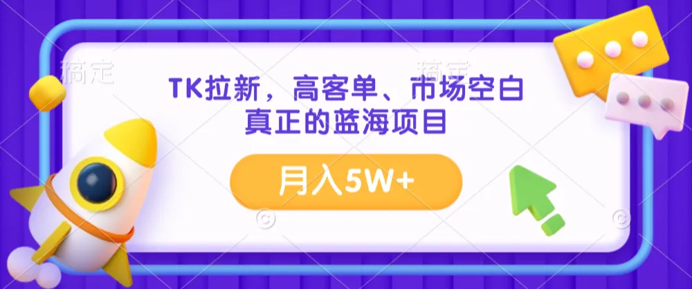 TK拉新，高客单、市场空白、正在的蓝海项目，月入5W+-洛柒笔记
